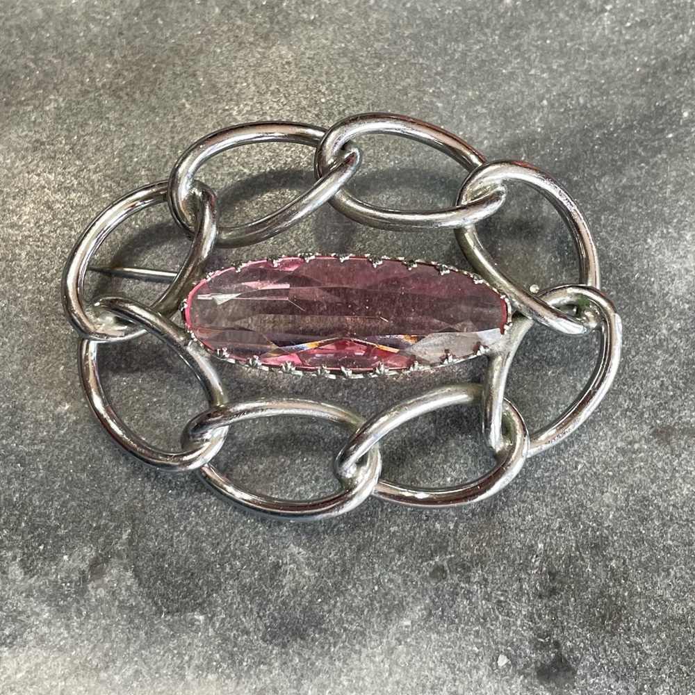 Vintage Art Deco Pink Crystal Brooch - Picture 5 of 10